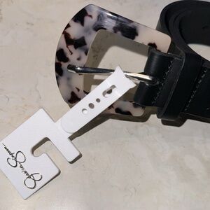 Jessica Simpson belt Tortoise Belt Size S XS black faux leather brand new